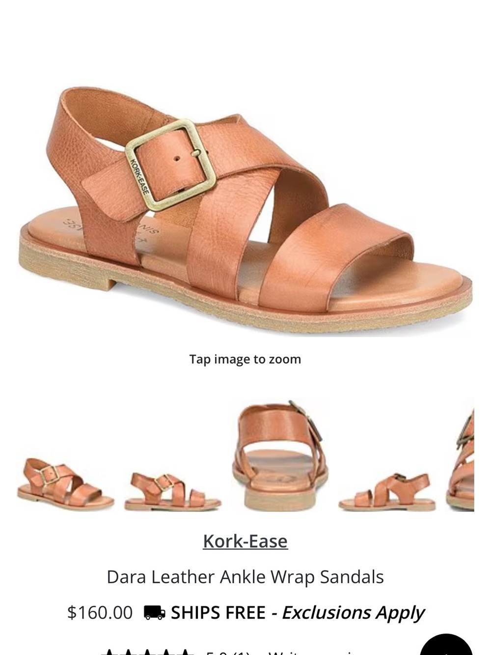 Kork-Ease Dara Leather Ankle Wrap Sandals - Cognac